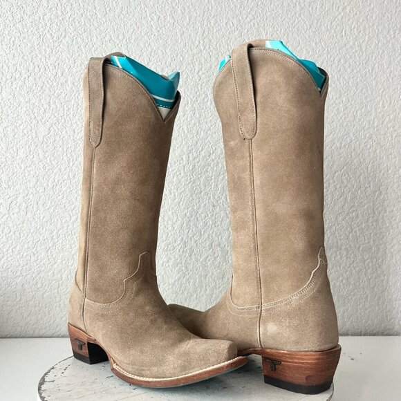 Lane EMMA JANE Womens Cowboy Boots 6 Latte Suede Western Cowgirl Mid Calf Tall - Picture 1 of 11
